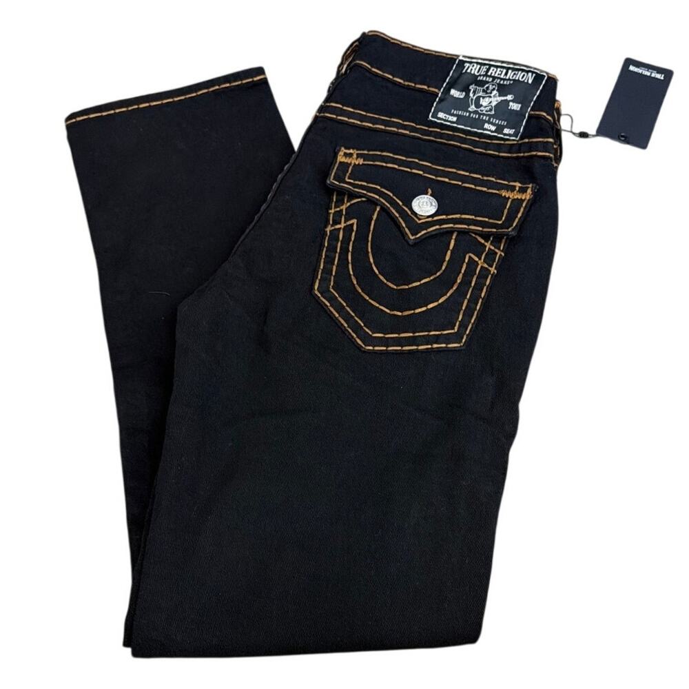 True Religion 109562 Ricky super t straight jean Size W34 L34 Black Rinse New